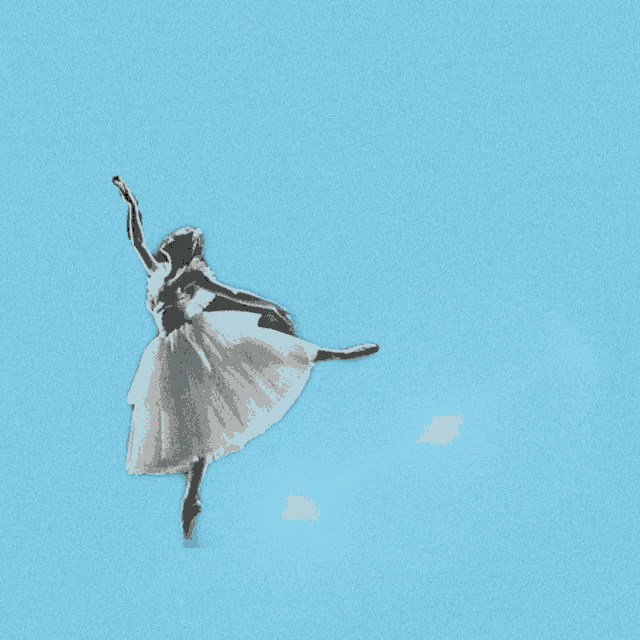 a ballerina in a white tutu is dancing in the air