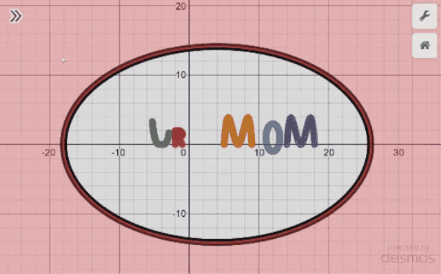 an oval with the words ur mom written inside of it