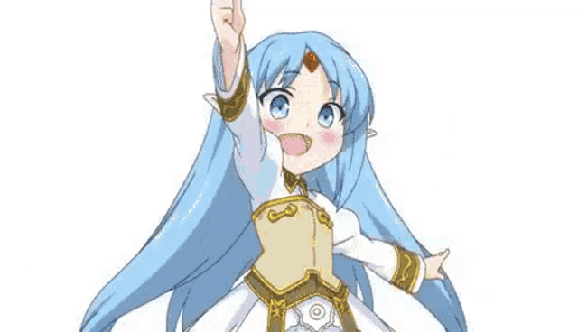 a cartoon girl with long blue hair is standing in a circle with bubbles coming out of her hands .