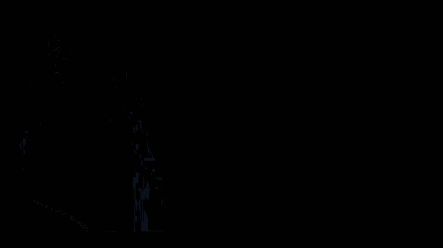 a video game scene with a purple and blue light coming out of a sword