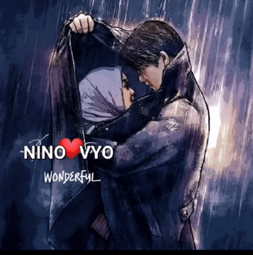 a picture of a man and woman hugging with the words nino vyo wonderful