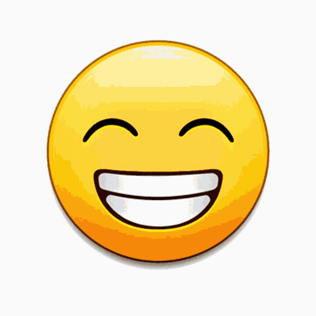 a yellow smiley face is laughing with its mouth open