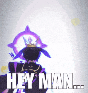 a video game character with a crown on his head says hey man ...