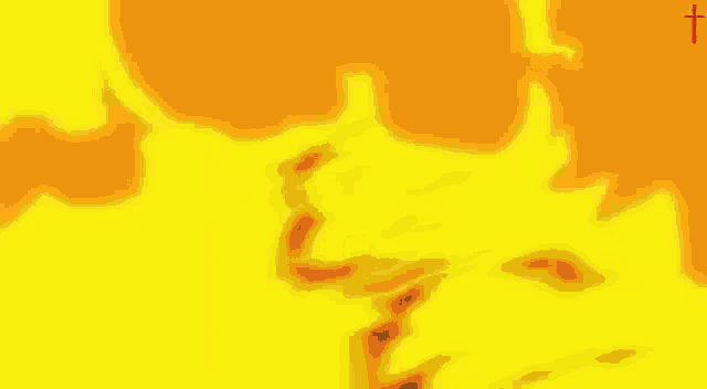 a painting of a cross on a yellow background