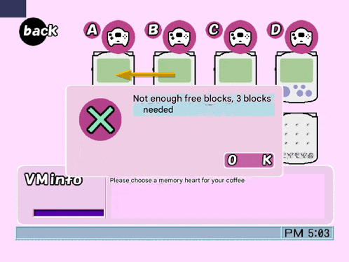 a computer screen shows a message that says not enough free blocks 3 blocks needed