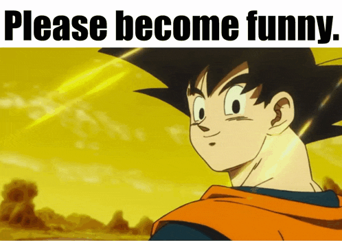 a picture of a cartoon character with the words please become funny