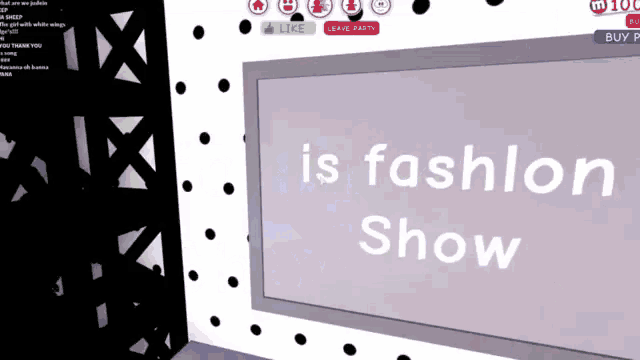 a screen that says ' is fashion show ' at the top