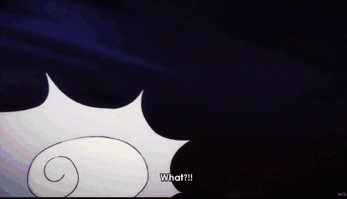 a cartoon character is being attacked by a giant eye and says what