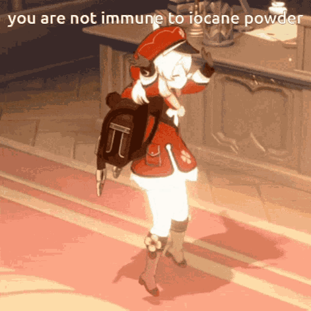 a cartoon character with the words " you are not immune to iocane powder " above her