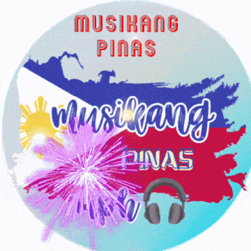 a sticker that says musikang pinas with fireworks and headphones