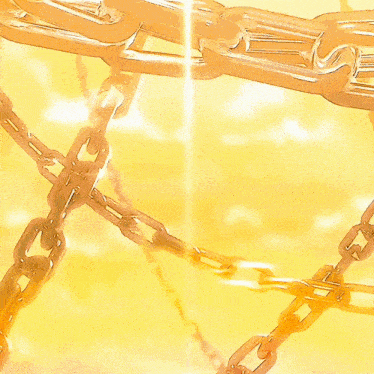 a person is chained to a chain with the letter e on it