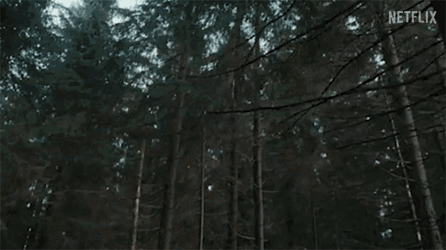 a man in a brown jacket is standing in the woods .