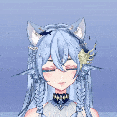 a drawing of a girl with a shark on her ear
