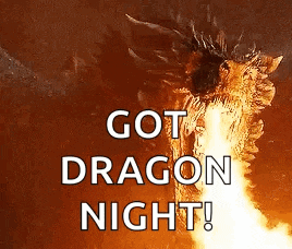 a picture of a dragon with the words `` got dragon night '' on it