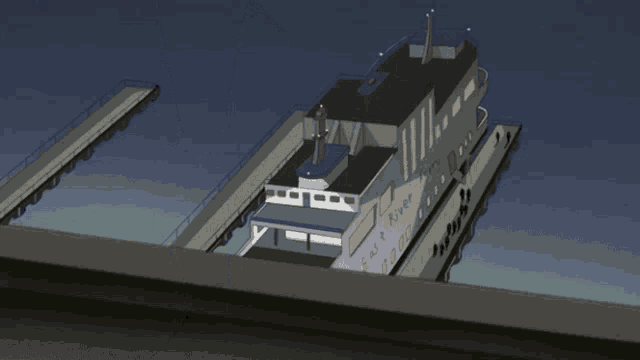a cartoon drawing of a boat that says east river