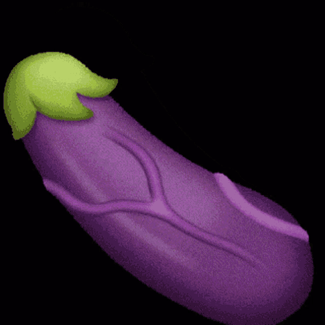 a purple eggplant with a green stem and a purple stripe on it