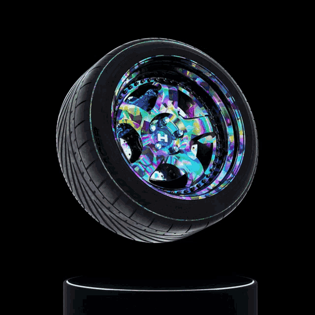 a wheel with a colorful design on it that says continental on it