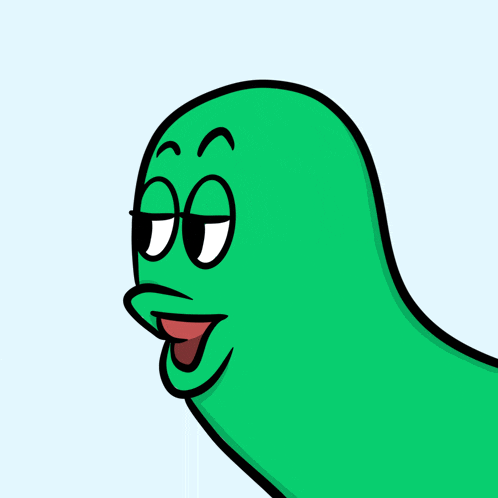 a cartoon drawing of a green monster with sunglasses on