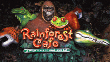 rainforest cafe a wild place to shop and eat sign