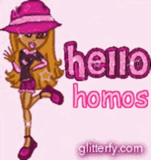 a picture of a girl with the words hello homos
