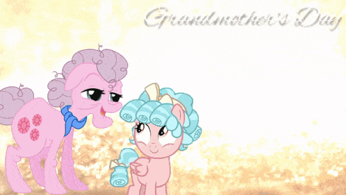 two pink ponies are standing next to each other with the words grandmother 's day above them