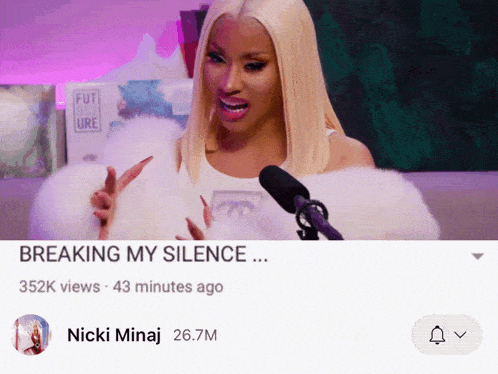 nicki minaj is breaking her silence and has 52k views