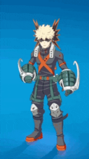 a cartoon character holding a grenade and a helmet