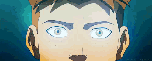 a close up of a cartoon character 's face with the words justice tumblr visible