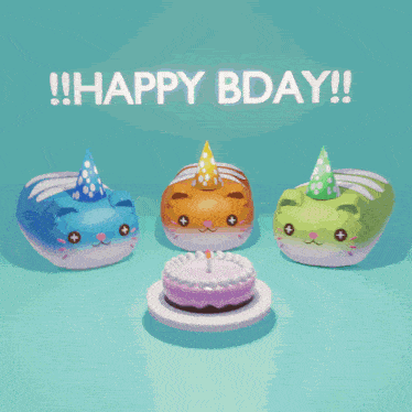 a birthday cake with a candle and the words happy bday above it
