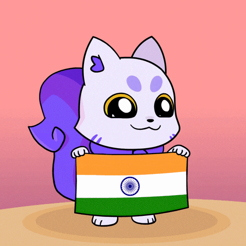 a cartoon squirrel holding a flag of india