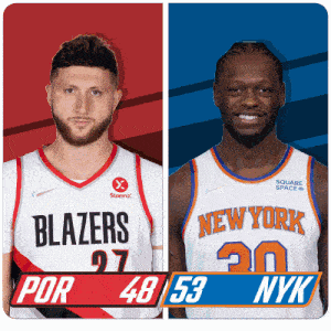 two basketball players from the blazers and new york nyk