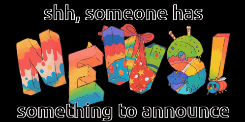 someone has something to announce written in colorful letters on a black background