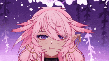 a drawing of a girl with pink hair