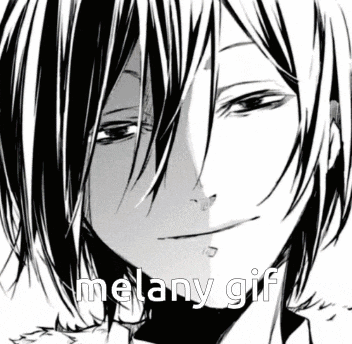 a black and white drawing of a person with the words melany gif written on it