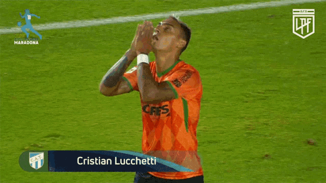 a soccer player with the name cristian lucchetti on the bottom