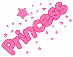 the word princess is surrounded by pink stars and sparkles