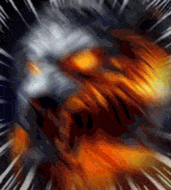 a cartoon drawing of a monster with a glowing head