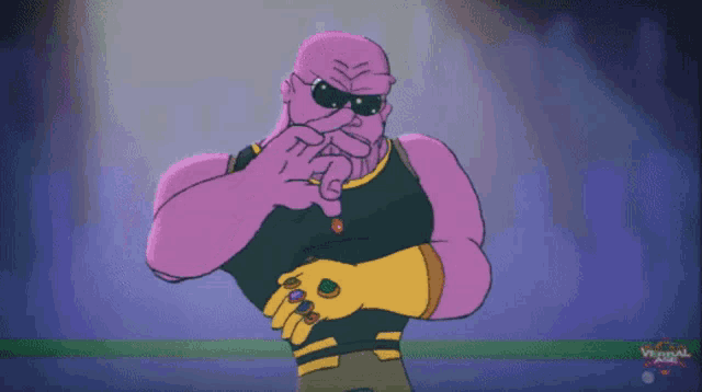a cartoon of a man wearing sunglasses and gloves with the word vegetal visible