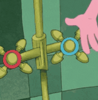 a pink panther is taking a shower in a bath tub