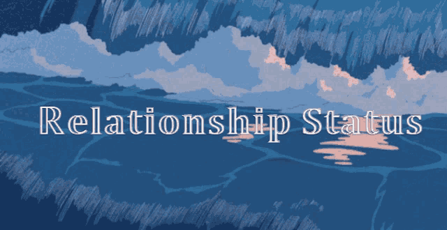 a blue background with the words relationship status in white letters