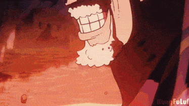 a cartoon drawing of a man with a beard and a large smile