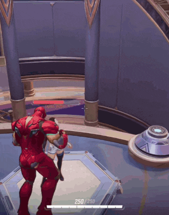 a man in a red suit is in a video game with 250/250