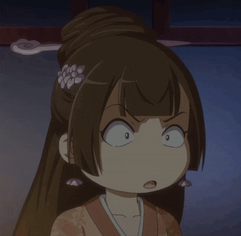 a close up of a cartoon character with the letter jc on her head