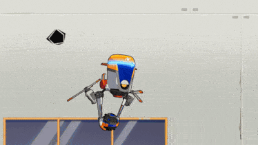 a cartoon drawing of a robot with the letters v on it