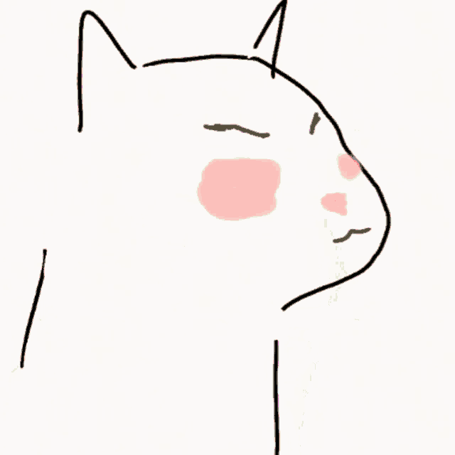 a drawing of a cat with a purple background and a pink nose