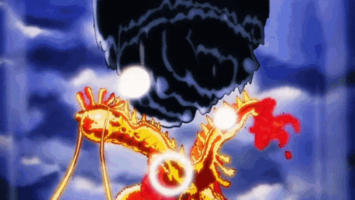 a cartoon dragon is flying through the air with a blue background .