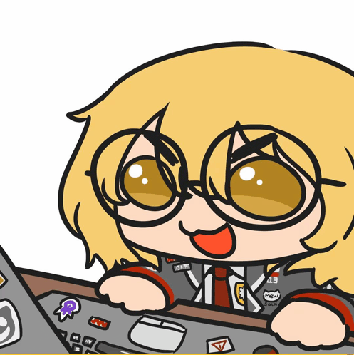 a cartoon of a person wearing glasses and a jacket that says ' yk ' on it