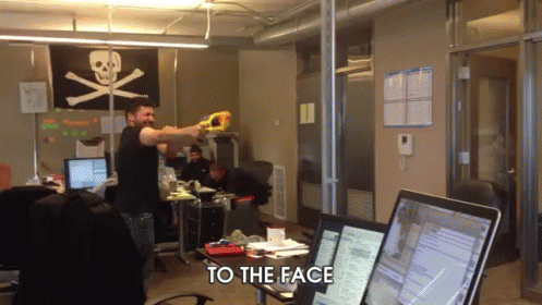 To The Face GIF - To The Face Toy Gun Office GIFs