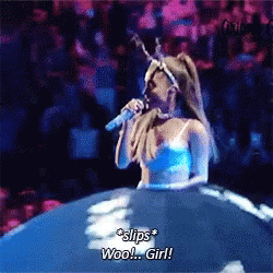 Ariana Grande Slips GIF - Ariana Grande Slips Woo Girl GIFs