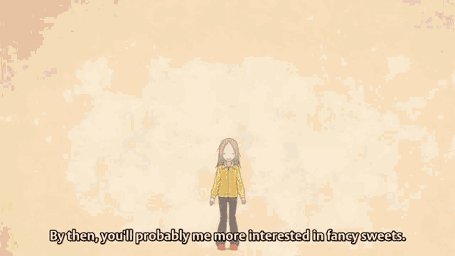 a cartoon of a woman surrounded by fancy sweets with the caption by then you 'll probably me more interested